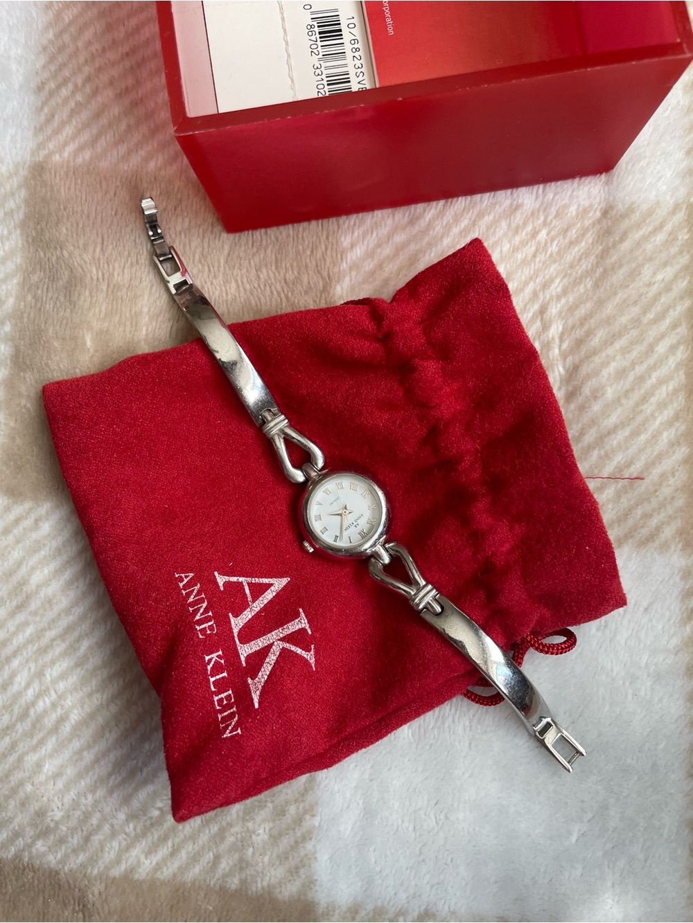 VTG Anne Klein Stainless Steel Silver Tone Ladies Bracelet Watch with White Dial